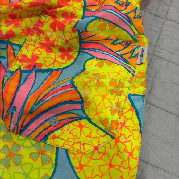 Chubbies Mens Neon Pineapple Hooligan Print Short Overalls Tropical Summer Med